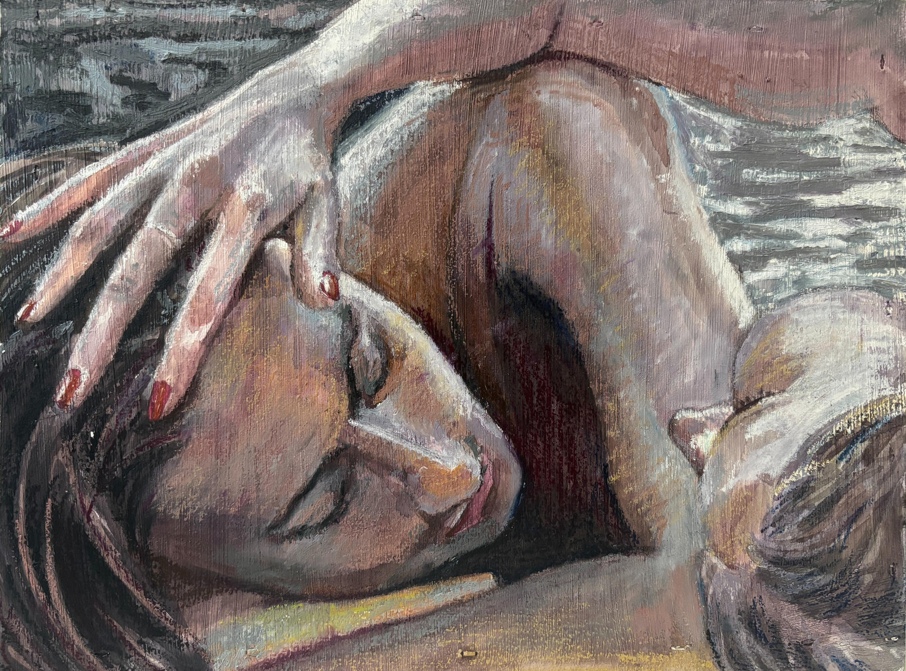 Touching watercolor, pastel