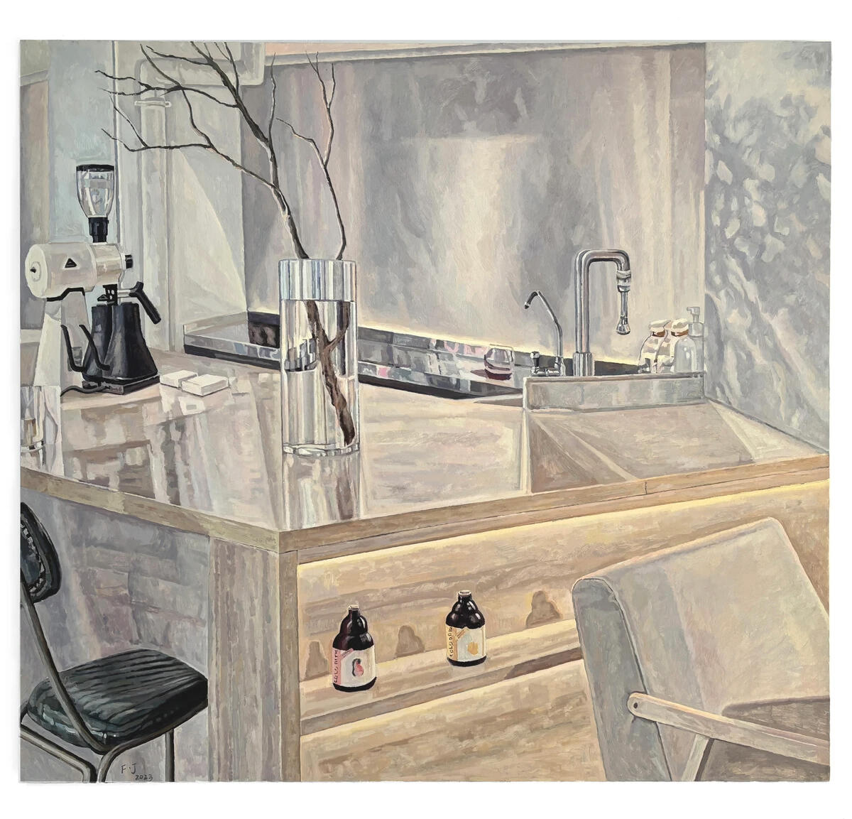 At the corner 100*100cm oil paint